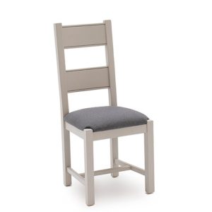 Amberley Wooden Dining Chair With Fabric Seat In Grey Oak