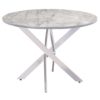 Atden Round Marble Dining Table In Grey With Chrome Legs
