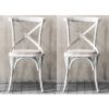 Cafe Cross Back White Wooden Dining Chairs In Pair