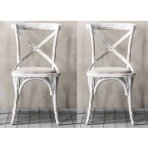 Caria Cross Back White Wooden Dining Chairs In A Pair
