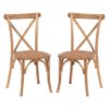 Hapron Cross Back Light Oak Wooden Dining Chairs In Pair