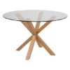 Herriman Round Clear Glass Dining Table With Oak Legs