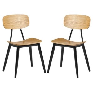 Jona Ply Oak Wooden Dining Chairs In Pair