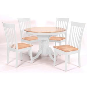 Larkin Wooden Extending Dining Set In Oak White With 4 Chairs