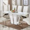 Memphis Large High Gloss Dining Table In White With Glass Top