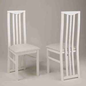 Regal Wooden Dining Chair In White With Crystal Details