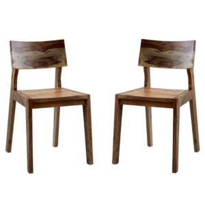 Reverso Two Tone Oak Wooden Dining Chairs In Pair