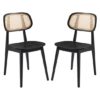 Romney Satin Black Wooden Dining Chairs In Pair