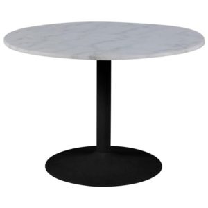 Taraji Marble Dining Table With Black Base In Guangxi White