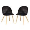 Venoz Velvet Dining Chairs In Black With Oak Legs In A Pair