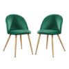 Venoz Velvet Dining Chairs In Green With Oak Legs In A Pair