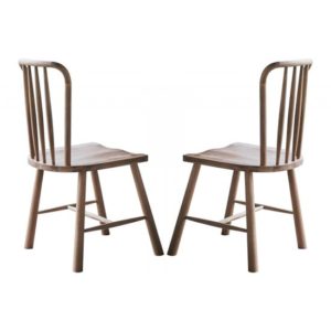 Burbank Oak Wood Dining Chairs In Pair