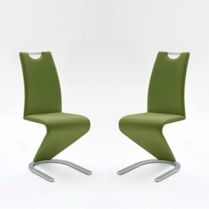 Amado Dining Chair In Olive Faux Leather In A Pair