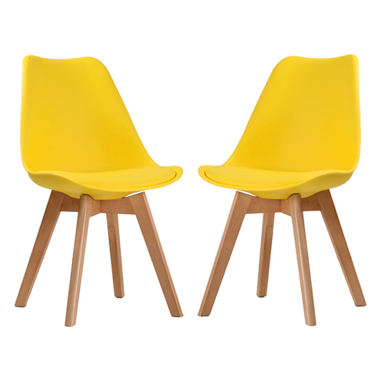 Lenham Yellow Dining Chairs With Padded Seat In Pair