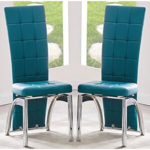 Ravenna Teal Faux Leather Dining Chairs In Pair