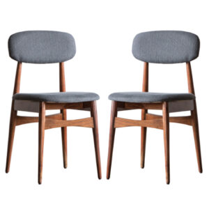 Barcela Dark Wooden Dining Chairs With Grey Seat In A Pair
