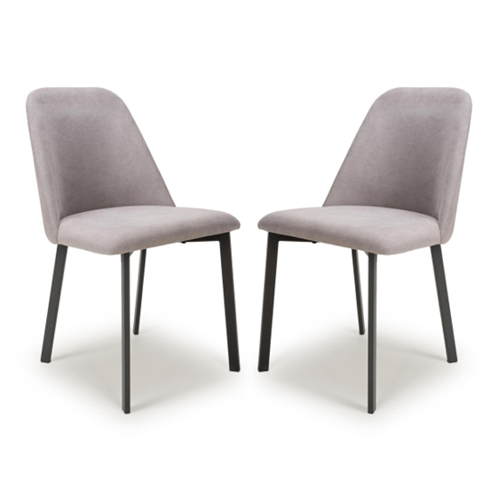 Lenoir Light Grey Linen Effect Fabric Dining Chairs In Pair