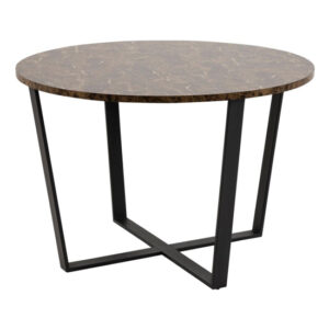 Altoona Wooden Dining Table Round In Brown Marble Effect