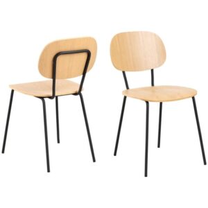 Amara Matt Oak Wooden Dining Chairs In Pair