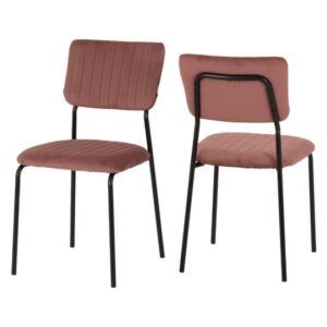 Sanur Set Of 4 Velvet Fabric Dining Chairs In Pink