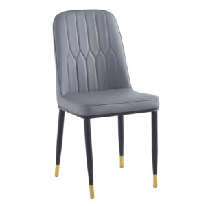 Luxor Faux Leather Dining Chair In Grey With Gold Feet