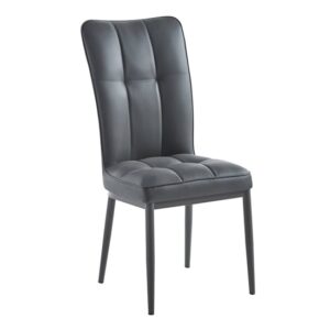 Tavira Faux Leather Dining Chair In Dark Grey With Black Legs