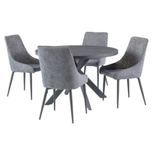 Paley 120cm Dark Grey Dining Table 4 Jacinta Graphite Chairs