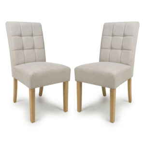 Mendoza Natural Fabric Dining Chairs With Natural Legs In Pair