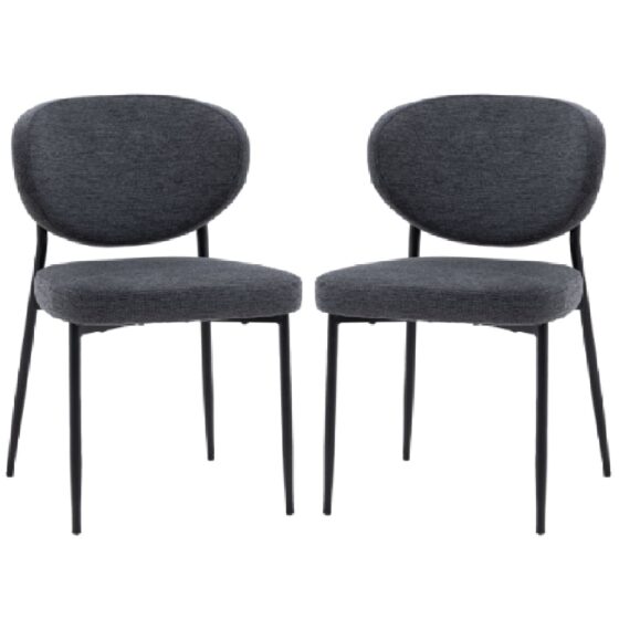 Olney Charcoal Fabric Dining Chairs With Metal Frame In Pair