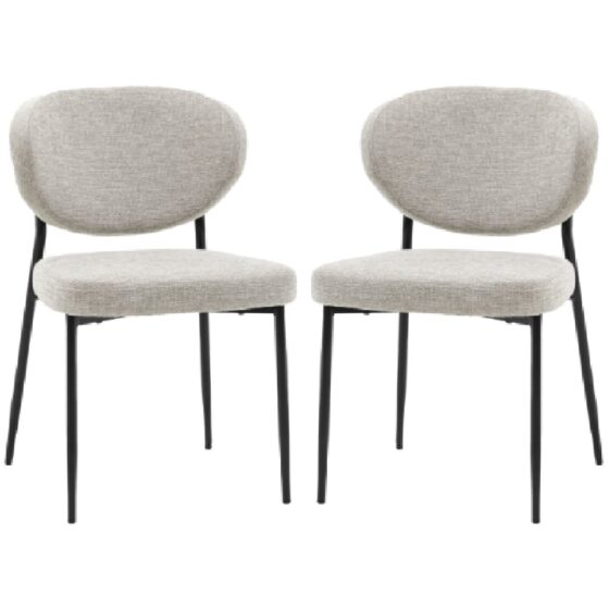 Olney Natural Fabric Dining Chairs With Metal Frame In Pair