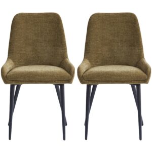 Omaha Olive Green Fabric Dining Chairs In Pair