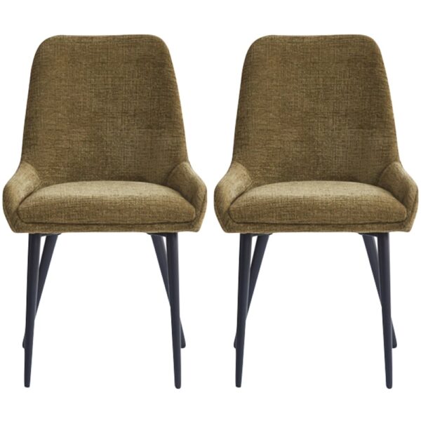 Omaha Olive Green Fabric Dining Chairs In Pair