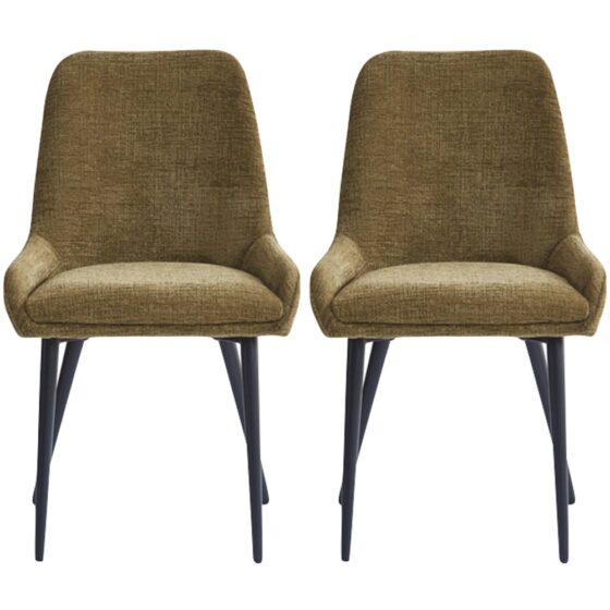 Omaha Olive Green Fabric Dining Chairs In Pair