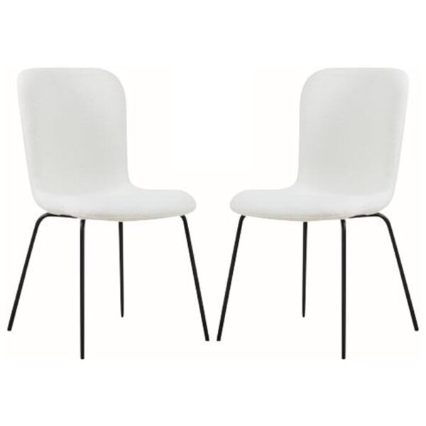 Ontario Ivory Fabric Dining Chairs With Black Legs In Pair