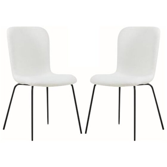 Ontario Ivory Fabric Dining Chairs With Black Legs In Pair