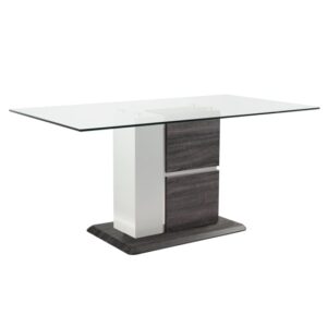 Pamplona Glass Dining Table With Dark Grey Wooden Base