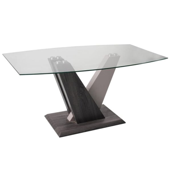 Zanesville Clear Glass Dining Table With Dark Grey Wooden Base