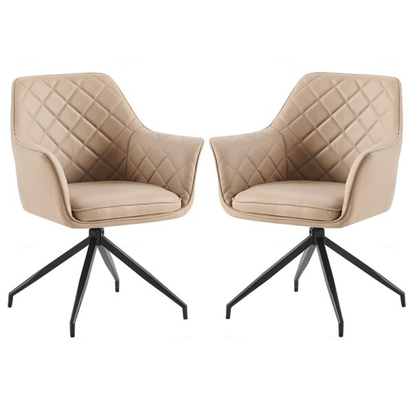 Alcoa Mink PU Leather Dining Chairs With Black Legs In Pair