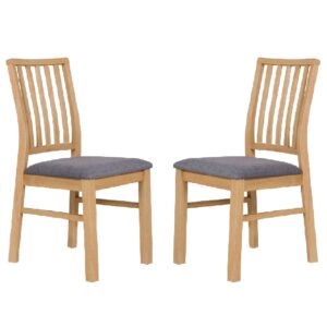 Casper Wooden Oak And Grey Dining Chairs In Pair