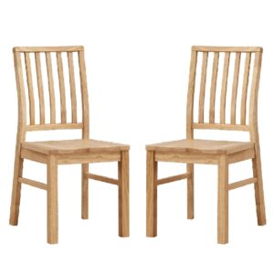 Casper Wooden Oak Dining Chairs In Pair