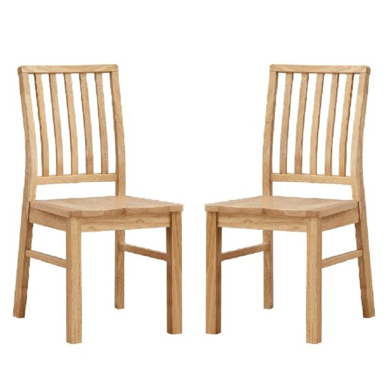 Casper Wooden Oak Dining Chairs In Pair