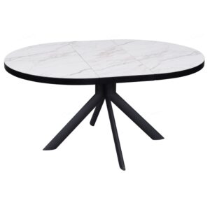 Denton Ceramic Marble Extending Dining Table In White