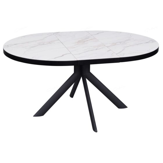 Denton Ceramic Marble Extending Dining Table In White