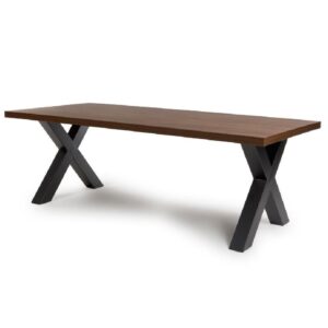Detroit Large Wooden Dining Table With Black Legs In Smoked Oak