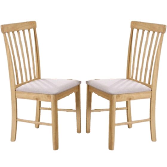 Garnet Oak Wooden Dining Chairs With Fabric Seat In Pair