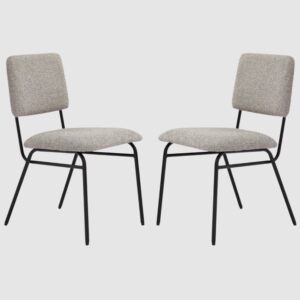 Hollister Lyon Steel Fabric Dining Chairs With Metal Legs In Pair