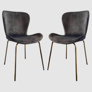 Jackson Grey Velvet Dining Chairs With Gold Legs In Pair