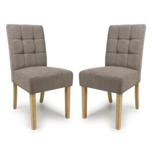 Mendoza Light Brown Fabric Dining Chairs With Natural Legs In Pair