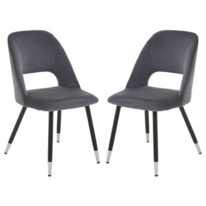 Warns Grey Velvet Dining Chairs With Silver Foottips In A Pair