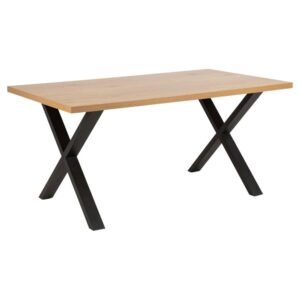 Whitby Wooden Dining Table With Black Legs In Matt Wild Oak